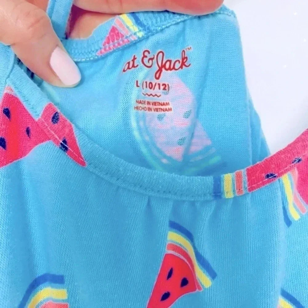 Cat & Jack Cotton Watermelon Dress Girl’s Size Large 10/12 - Picture 7 of 10